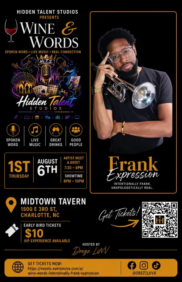 Hidden Talent Studios Presents...Wine & Words: A Spoken Word, Live Music & Open Mic Experience event image from Neighborhood calendars.