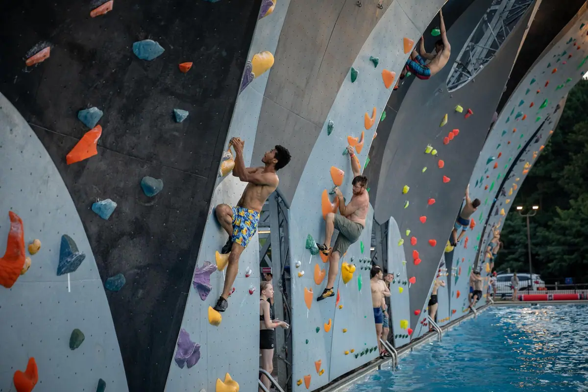 Aqua Rock Deep Water Solo Climbing Competition event image from Whitewater Center.