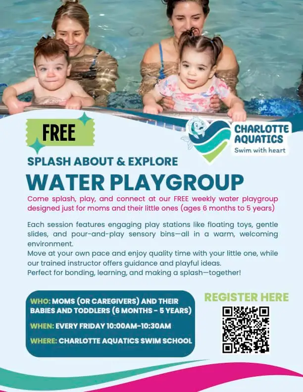 Free Weekly Water Playgroup for Babies & Preschoolers at Charlotte Aquatics event image from Charlotte On The Cheap.