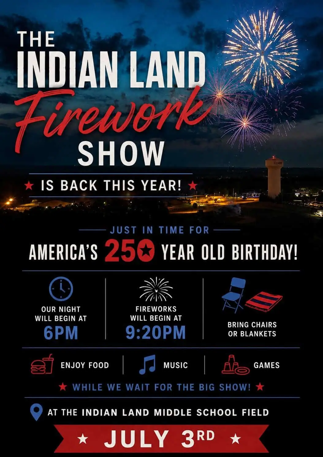 Indian Land Fireworks event image from Charlotte On The Cheap.