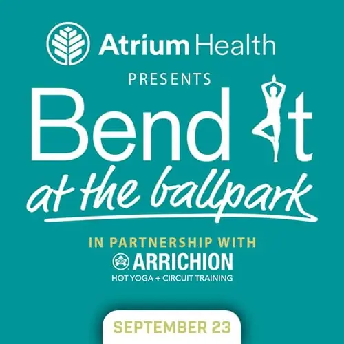 Bend It at the Ballpark -- yoga at Truist Field (first 500 people get a free yoga mat) event image from Charlotte On The Cheap.