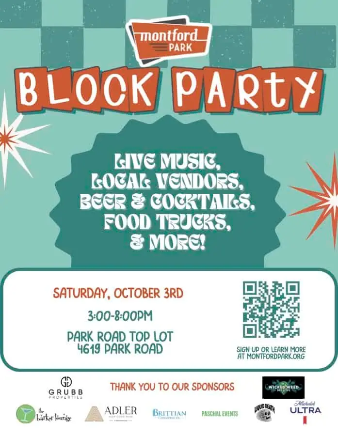 Montford Park Block Party event image from Charlotte On The Cheap.