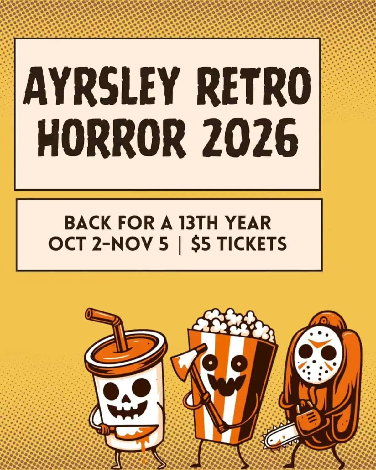 Ayrsley Retro Horror Series event image from Charlotte On The Cheap.