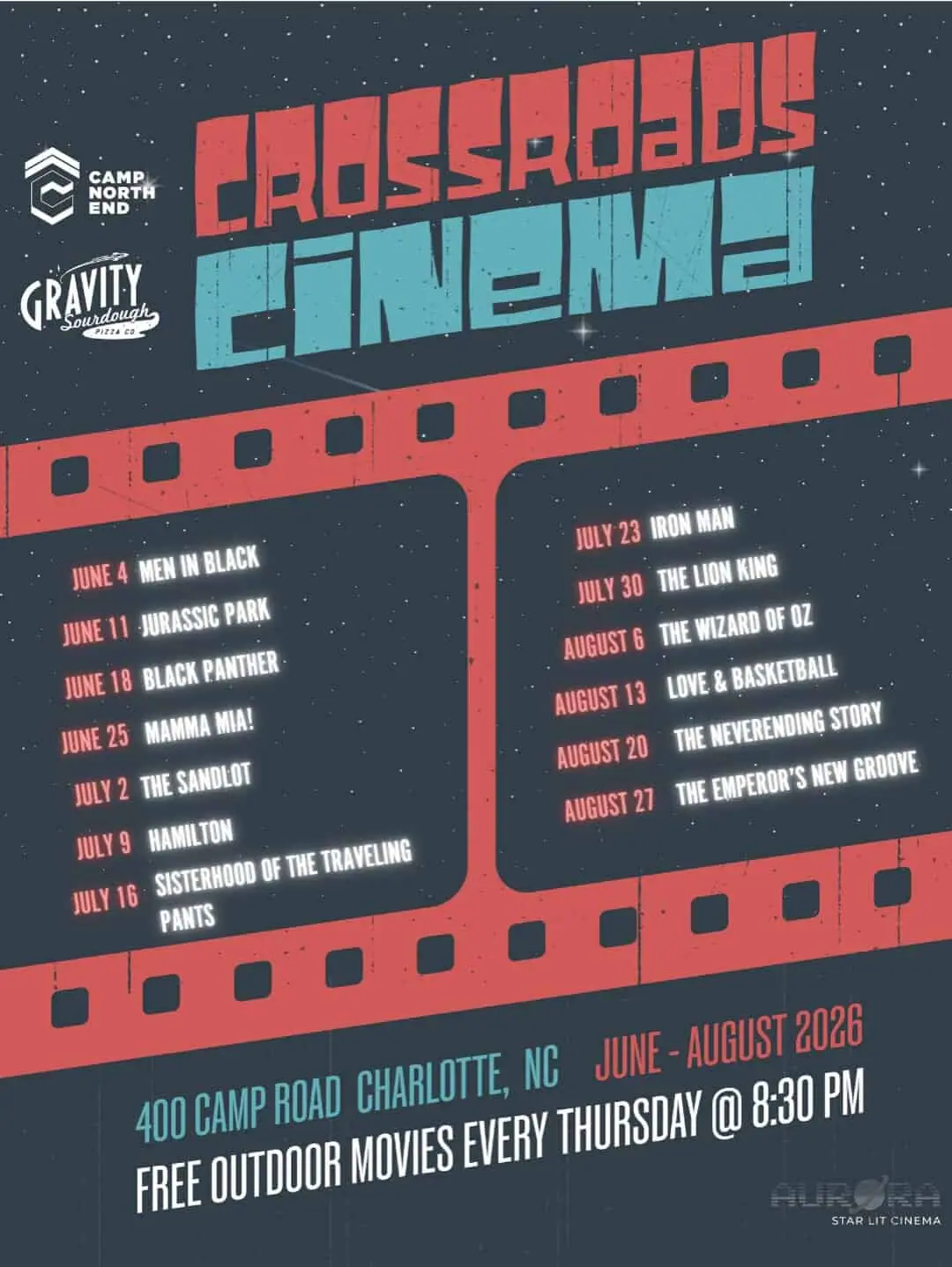 Crossroads Cinema at Camp North End event image from Charlotte On The Cheap.