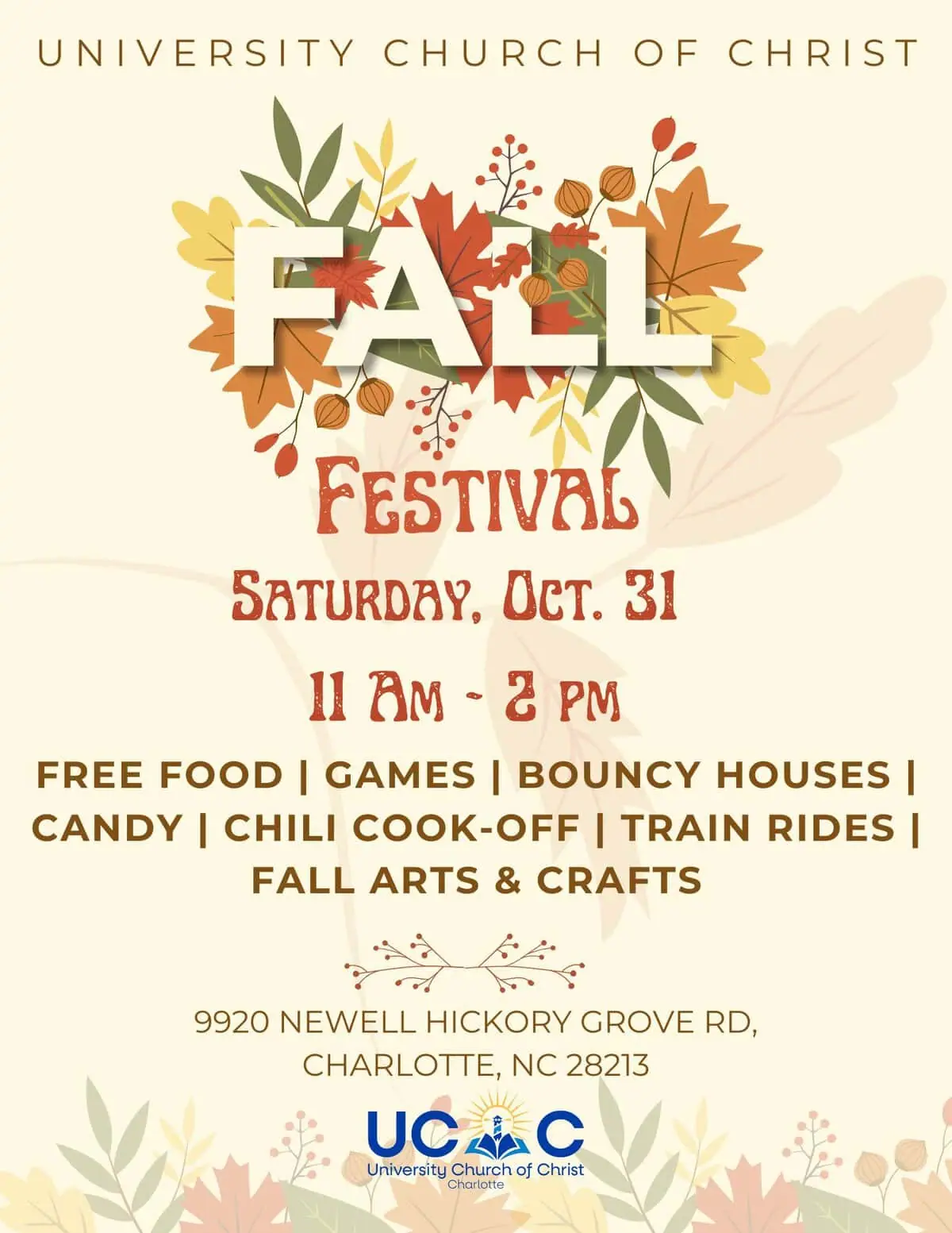 Fall Festival at University Church of Christ event image from Charlotte On The Cheap.