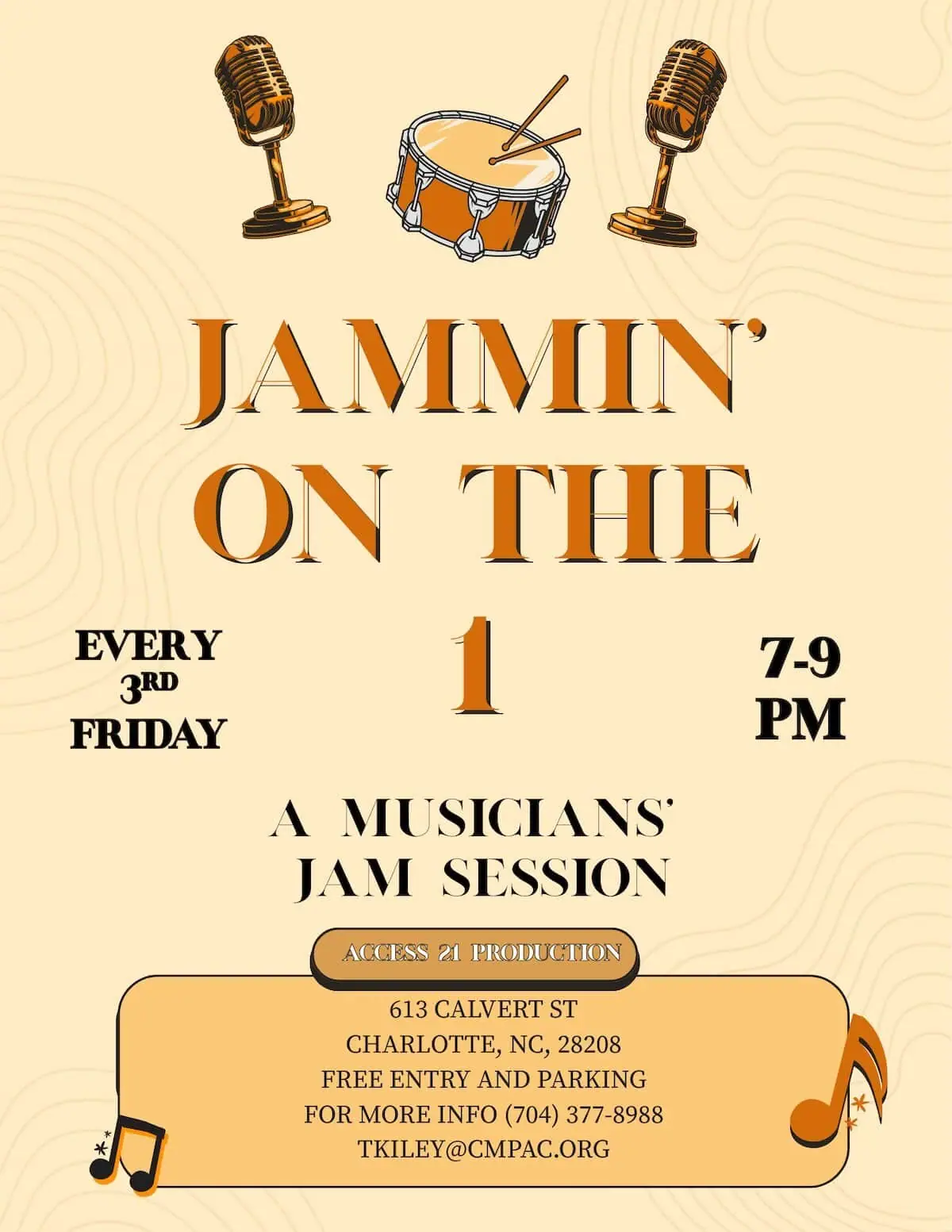 Jammin' On the 1 -- jam session at Access 21 Studios event image from Charlotte On The Cheap.
