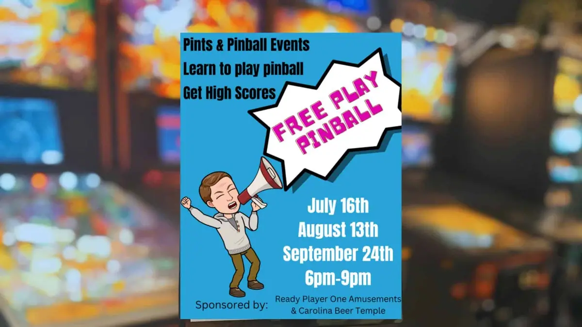 Free Play Pinball with RP1 Amusements event image from Charlotte On The Cheap.