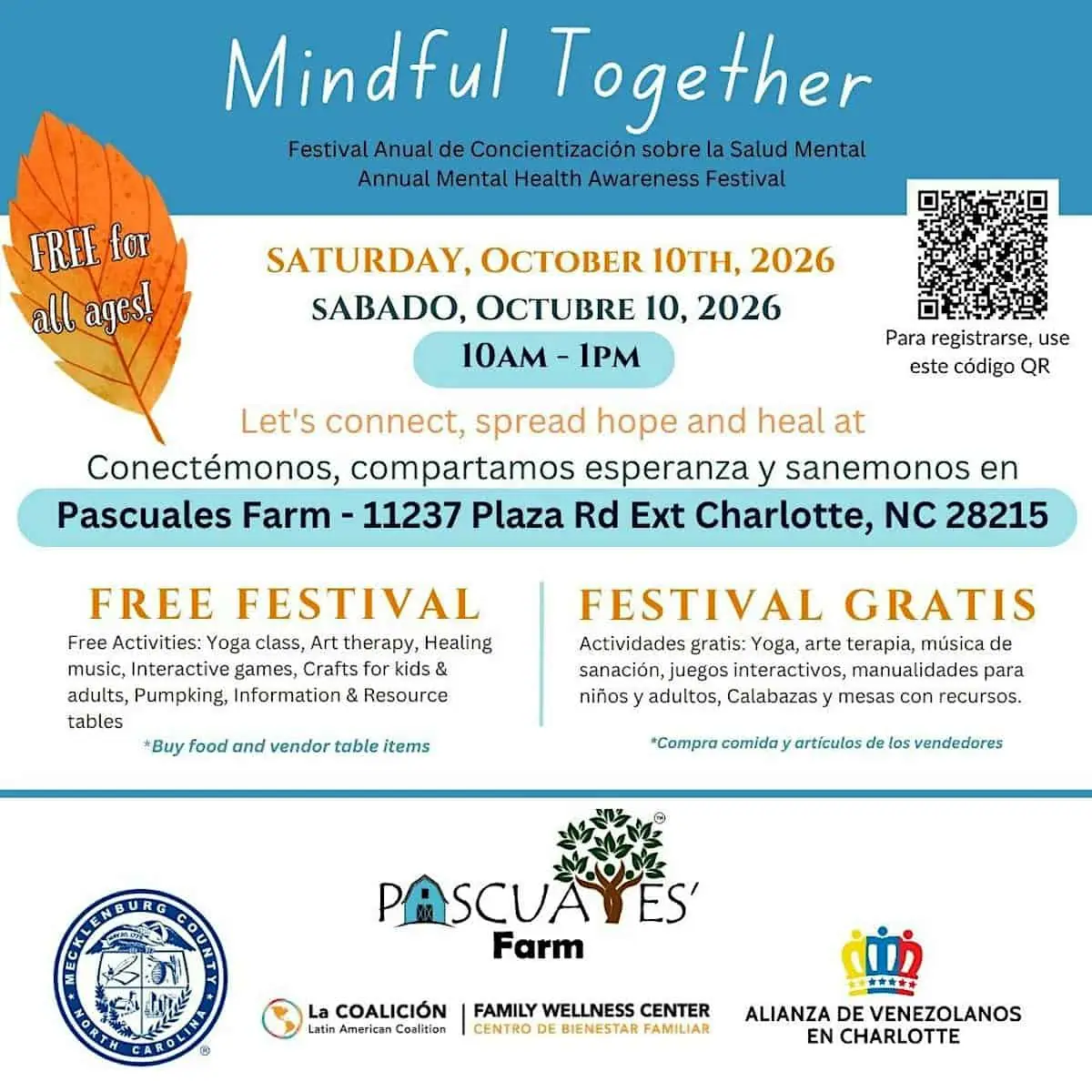 Mindful Together Festival -- Festival Anual de Concientización de la Salud Mental event image from Charlotte On The Cheap.