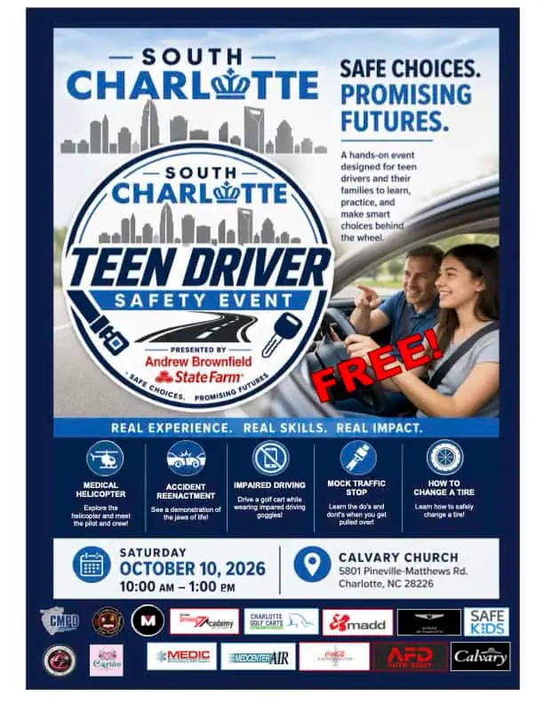 South Charlotte Teen Driver Safety Event event image from Charlotte On The Cheap.